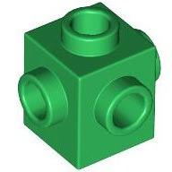 Lego kostka (kostička) 1x1 s nopy na čtyřech stranách, zelená (473328, 4187060, 4280145, 6060831)